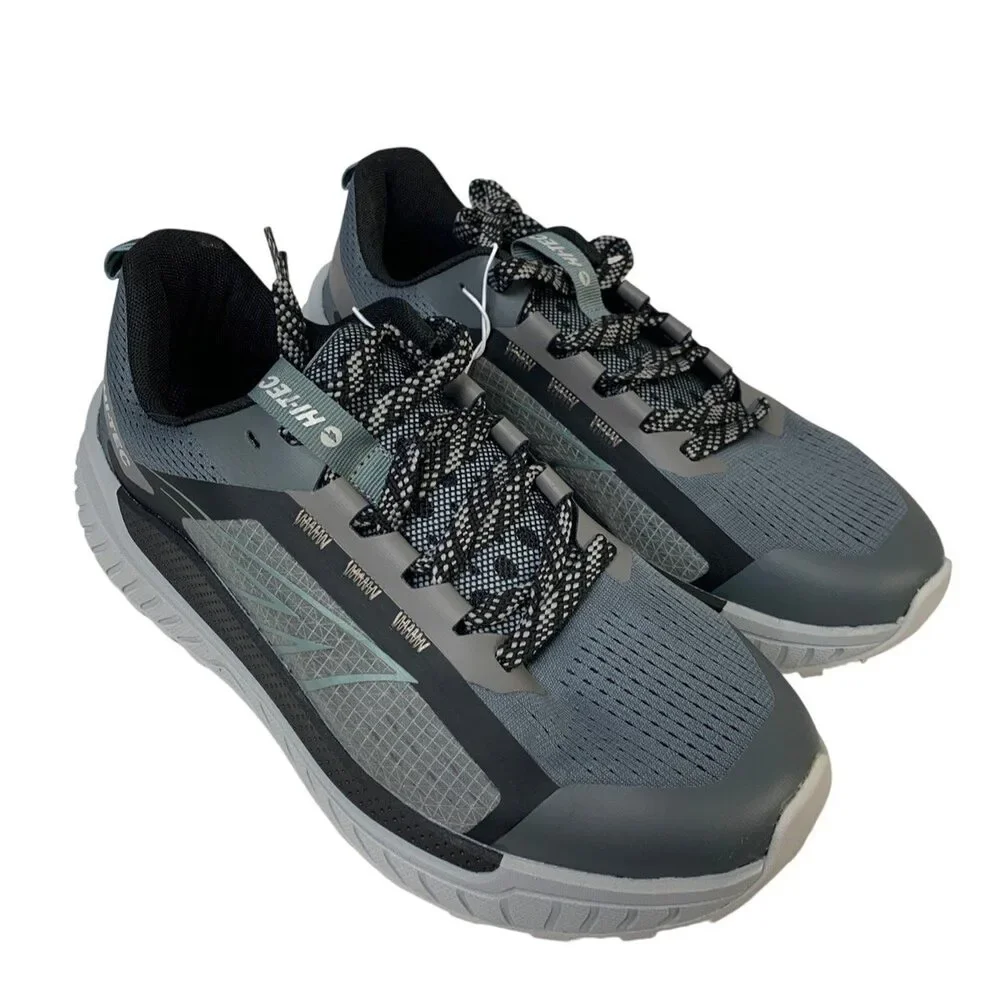 Hi-Tec Mens Size 8 Black Gray Mesh Lace Up Athletic Running Tennis Shoes